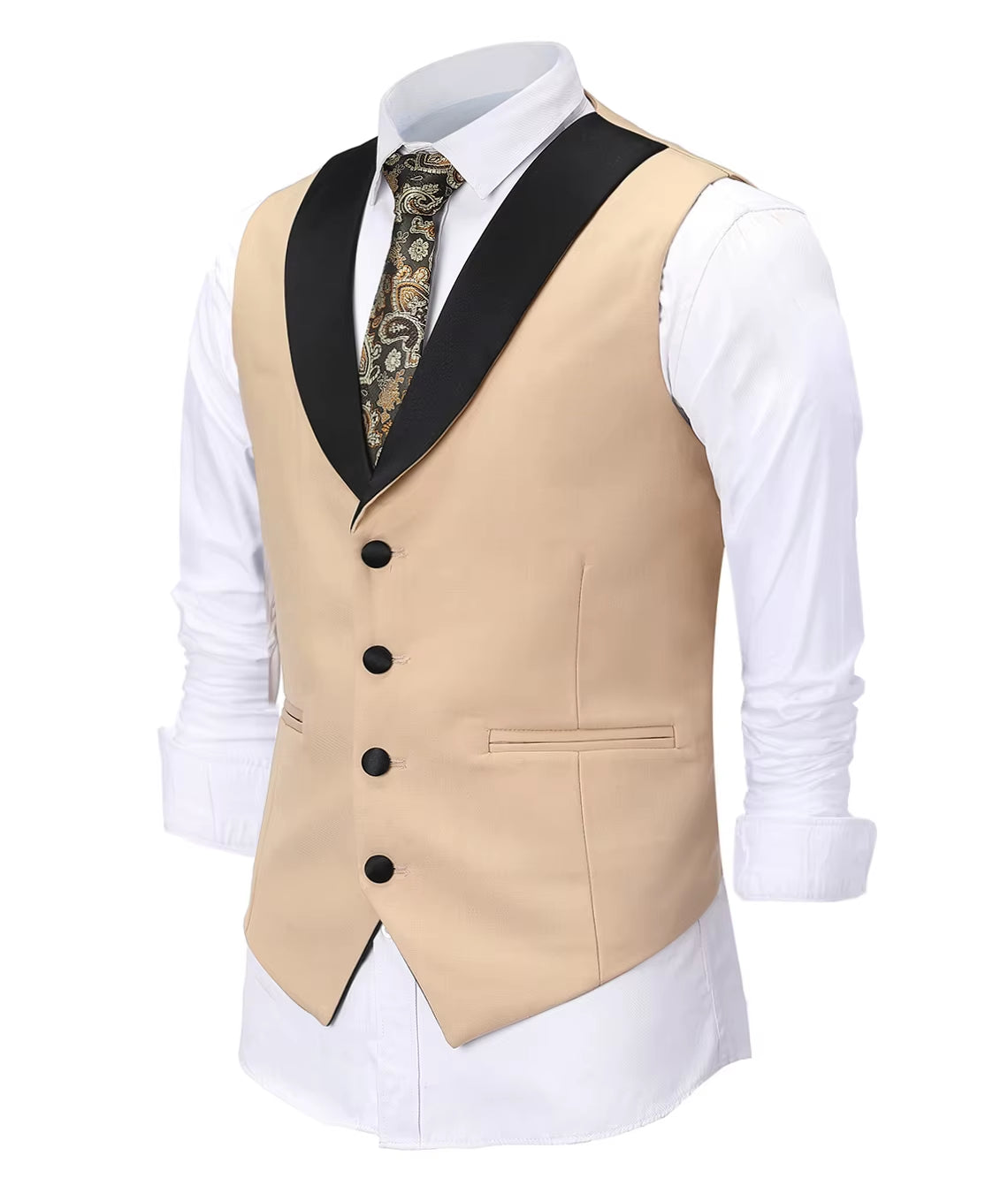 Tailor-Made Elegant Slit Mens Suits 3 Piece Black Shawl Lapel Casual Tuxedos for Wedding Groomsmen Suits Men (Blazer+Vest+Pant)
