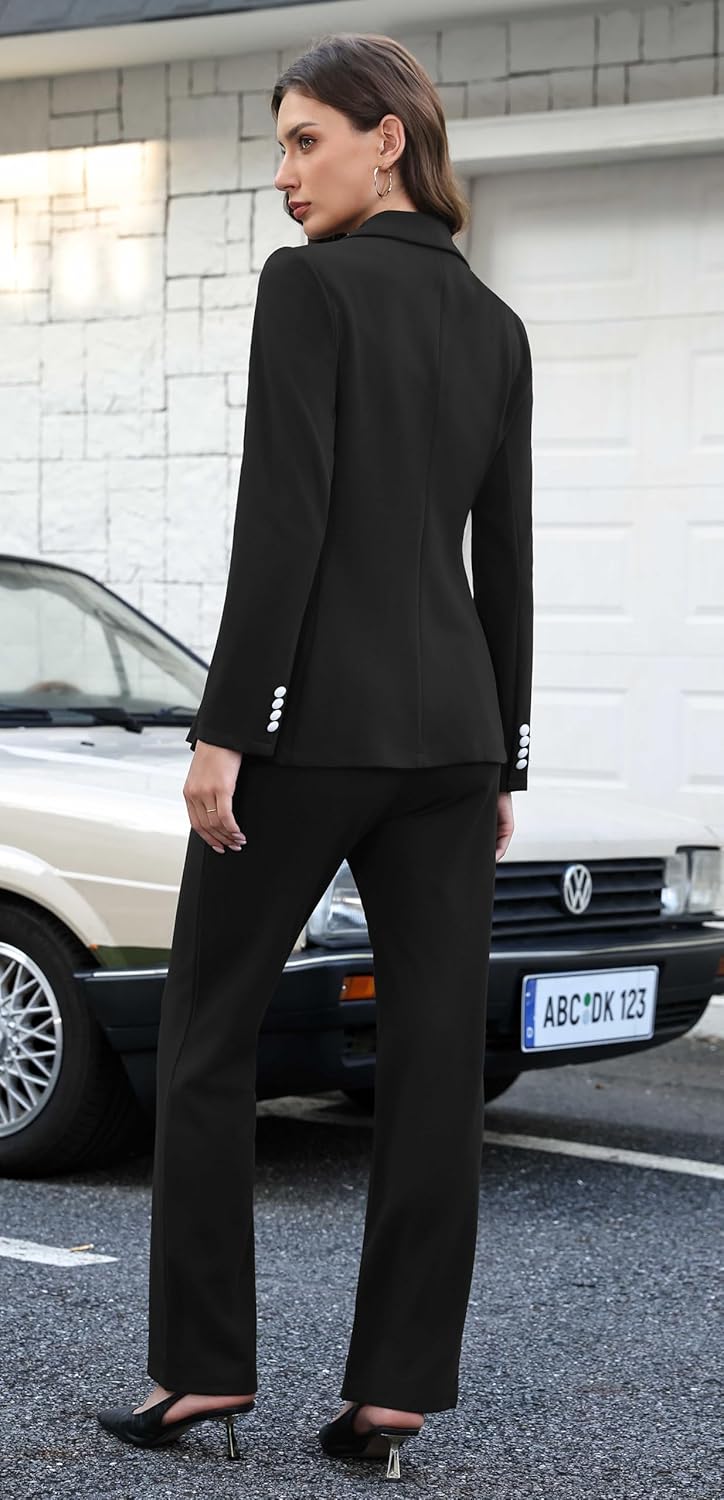 Women's Business Pant Suit. 2 Piece Blazer Set, Double Breasted. Casual, Work Office Outfits