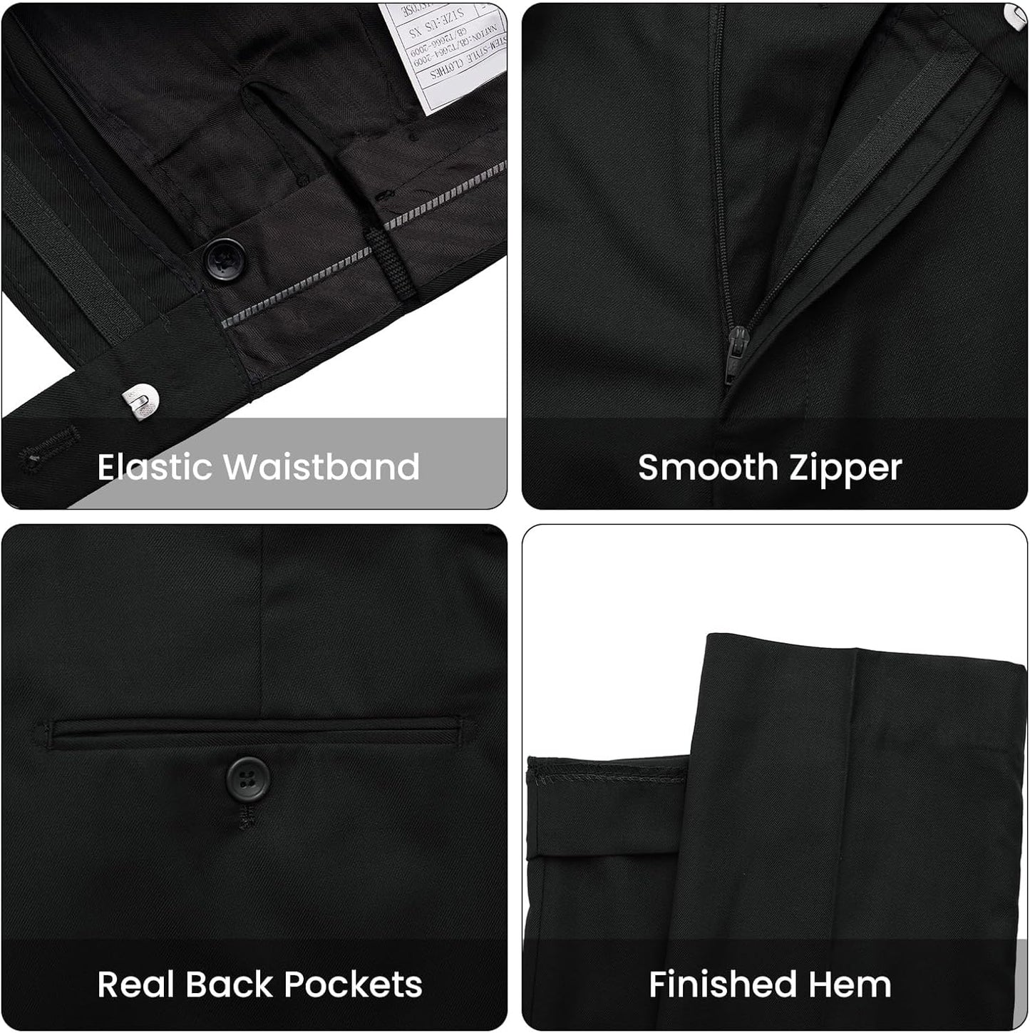 Men's Two Button 3-Piece Suits Slim Fit Tuxedo Set with Blazer Jacket, Vest & Pants for Wedding, Prom or Business
